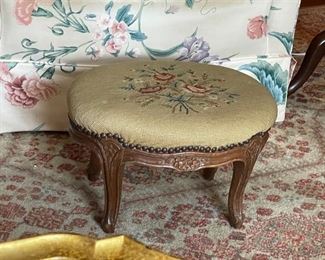 Footstool/ needlepoint cover