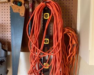 Hand saw and extension cords