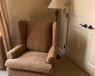 Floor lamp and wing back chair
