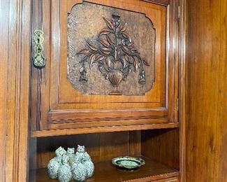 Antique English Edwardian Walnut Armoire Wardrobe 