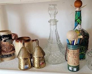 Decanters, beer steins and other bar items