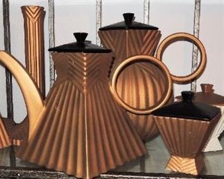 Fitz and Floyd set by Jeanne Marc with candlesticks, coffee pots, cream and sugar