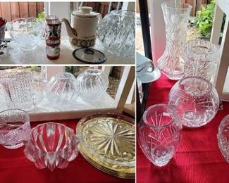 Crystal: Rose bowls, vases, dishes, pitchers and more
