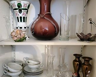 Vases new to old: glass, ceramic and brass