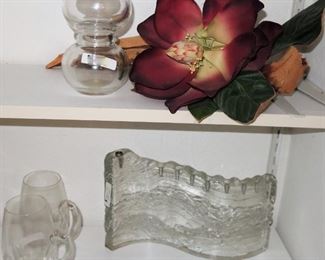Glass Hanukkiah, vases and crystal bar glasses