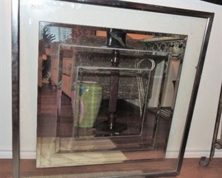 Heavy, chrome framed mirror - large