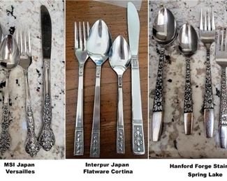 Mid-Century flatware sets: MSI Japan Versailles - Interpur Japan Cortina - Hanford Forge Spring Lake
