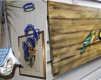 Beautiful patios and gardens: Decorative large plaque, ceramic houses and mobiles 