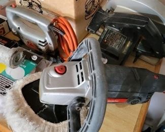 Power tools: buffer, sander, drills, saws