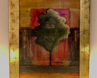 $750.00.  Mike Klung original mixed media on board.  Custom framed.  43” high by 31” wide. Signed lower right and dated 2001