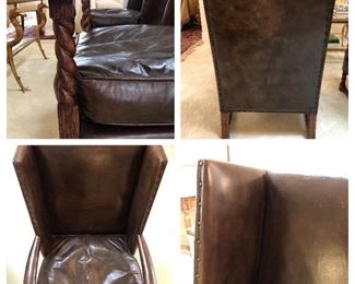 Detail of previous chairs, some scratches on the leather seat backs. 