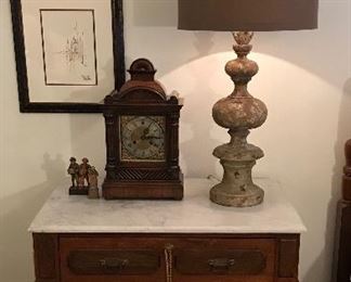 $300.00. Eastlake two drawer over two drawer chest with Carrera marble top.