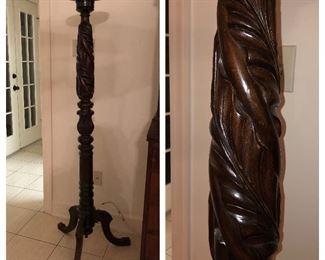 $250.00. Hand carved solid wood plant stand, 20th century, approximately 5’ tall!