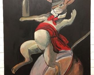 $300.00. Whimsical original oil on canvas painting signed “Hebert”;  30”
wide by 40” high. 