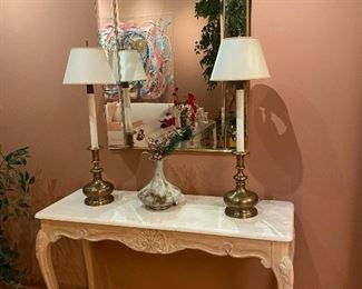 Mirror is sold; entry table; lamps available