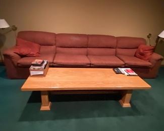 138" sofa sleeper; mission style coffee table SOLD