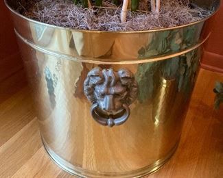 Vintage Brass lion head planter
