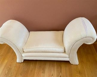 Modern rolled arm setee (needs reupholstering)