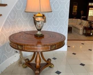Maitland Smith leather top center/foyer table. $800