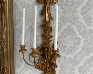 Pair vintage Italian giltwood sconces. $450 Pr.