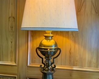Pair Frederick Cooper brass lamps. $300