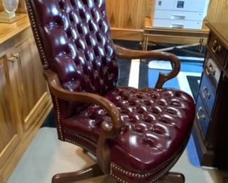 Chesterfield style leather executive desk chair. $400