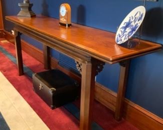 Henredon flip top table-converts from a console table to a dining table. $450