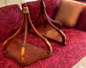 Pair Maitland Smith mahogany and gilt wall brackets/shelves. $300 pair