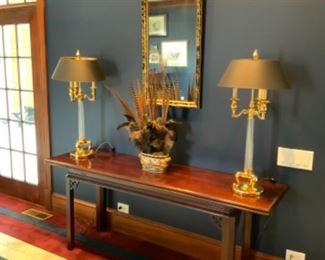 Pair Chapman Brass & Glass lamps. $300 pr