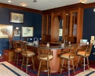 Set of 5 Spider Web back bar stools. $1,000