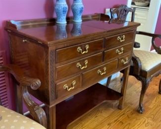Henredon Mahogany silver chest/flip top server. $400