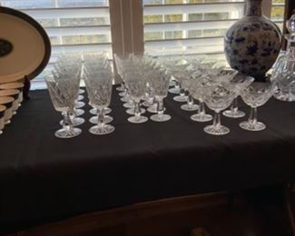 12 Water Water Goblets $240. 12 Waterford 6” wine $200. 12 Waterford Sherberts. $180