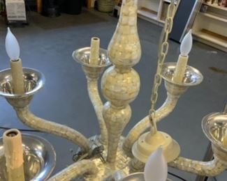 Mother of Pearl 6 arm Chandelier. $300