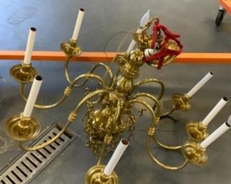 Brass 8 arm chandelier. $200