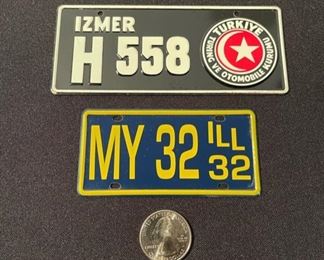 1950’s Bicycle License Plate from Turkey and one from Illinois