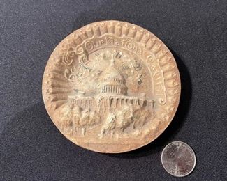 Antique U.S. Capitol plaque, made of nearly $3,000 worth of macerated currency