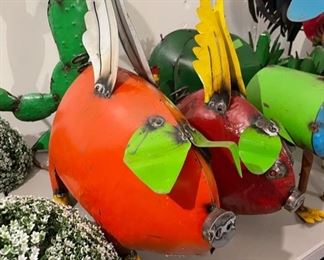 Recycled metal flying pigs