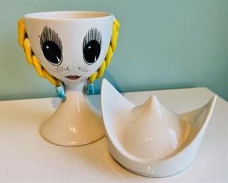 Vintage Italian female face covered dish