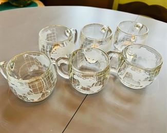 Set of 6 vintage Nestle ‘Globe’ glass coffee mugs