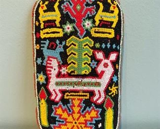 Vintage Huichol Indian Beaded Mask