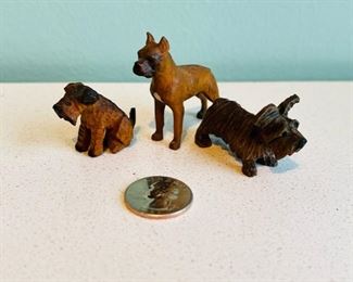 Antique miniature wood carved dogs