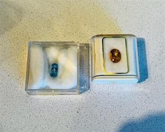 A 7.21 carat Blue Topaz and a 5.58 carat citrine