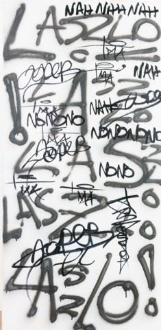 28	AMD Spray Paint & Acrylic on Canvas	AMD (American, 1988). Spray paint and acrylic on canvas NAH street art style painting. Initialed AMD and dated 2015 on verso. 48" x 24". From the collection of the Salmagundi Club.
