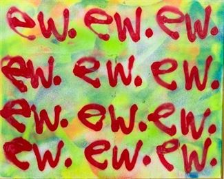 29	AMD Spray Paint on Panel	AMD (American, 1988). Spray paint on foam panel "Ew" double sided street art style painting. Initialed AMD and dated 2015 on verso. 23 1/2" x 29 1/2" (overall with frame 26 1/2" x 32 1/2"). No glass, wear at corners and along on edges. From the collection of the Salmagundi Club.
