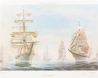 111	Kipp Soldwedel Operation Sail Print, Signed	Kipp Soldwedel ( American, 1913-1999) print titled "Operation Sail, New York 1976". Signed in the plate, and signed in pencil in the lower right. Sight: 20 1/2" H x 27 1/2" W. From the collection of the Salmagundi Club. Frame: 21 1/4" H x 28 1/4" W.
