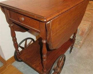 Drop Leaf Rolling Tea Cart
