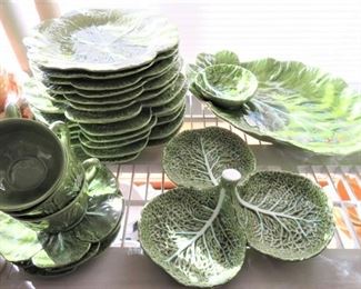 Bordallo Pinheiro Portugal Cabbage Leaf Dish Set & Serving Pieces