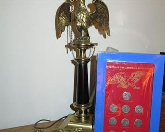 Brass Eagle Lamp & Bookends
