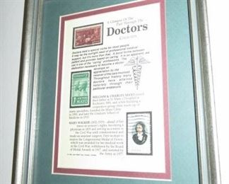 Framed Doctors/Medicine Stamp Collection