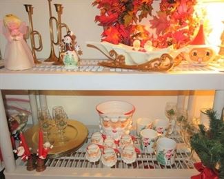 Vintage Santa Clause Punch Bowl Set